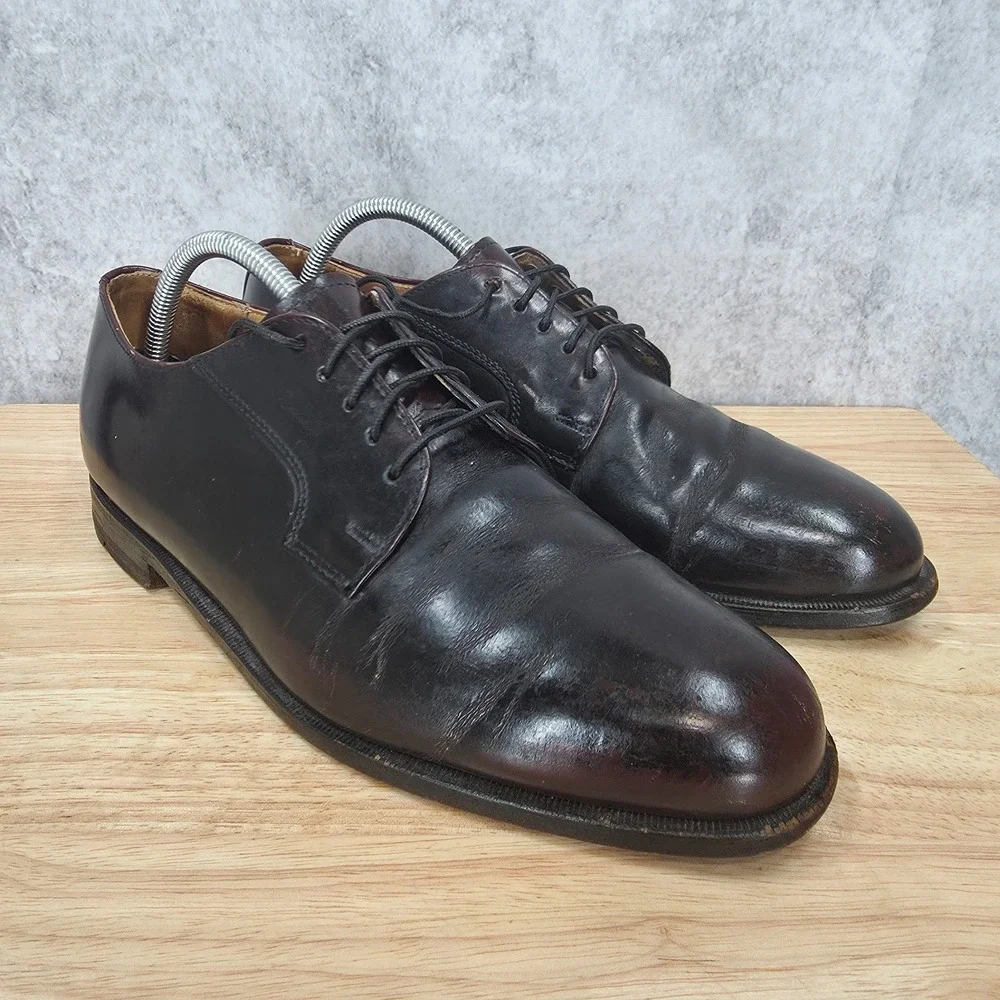 Cole Haan Derby Shoes Men 9 Blucher Shoes Burgundy Oxford Leather Vintage USA
